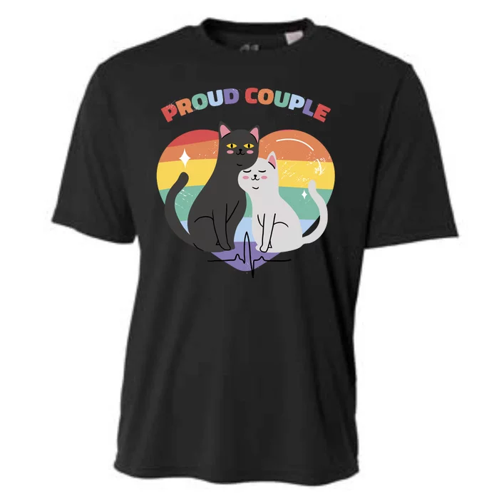 Cat Proud Couple Pride Heart Cooling Performance Crew T-Shirt