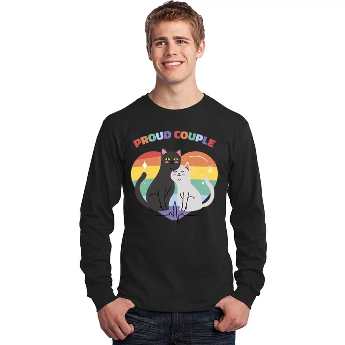 Cat Proud Couple Pride Heart Long Sleeve Shirt