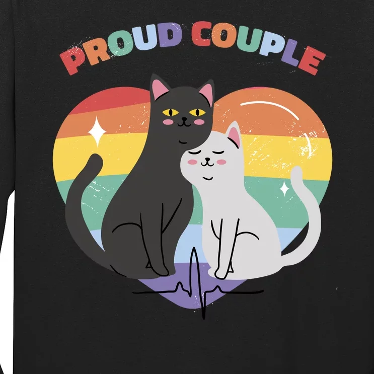 Cat Proud Couple Pride Heart Long Sleeve Shirt