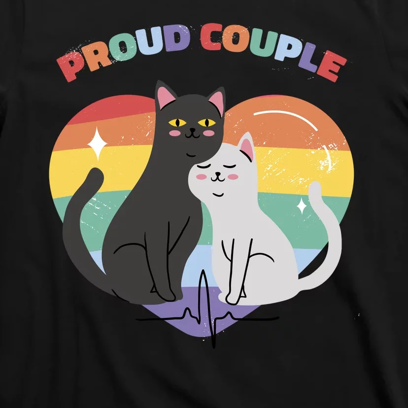 Cat Proud Couple Pride Heart T-Shirt