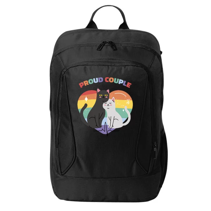 Cat Proud Couple Pride Heart City Backpack