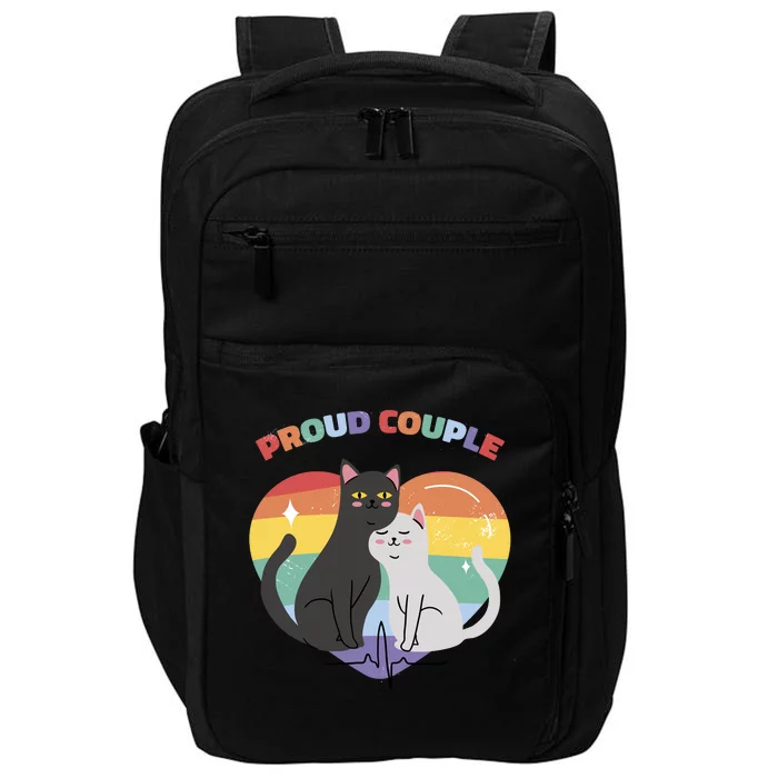 Cat Proud Couple Pride Heart Impact Tech Backpack