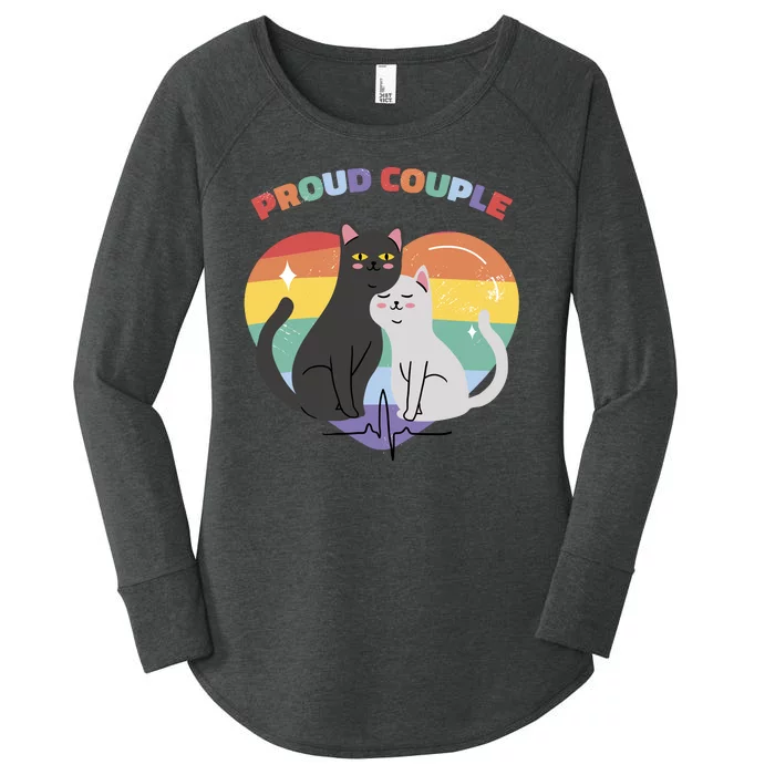 Cat Proud Couple Pride Heart Women's Perfect Tri Tunic Long Sleeve Shirt