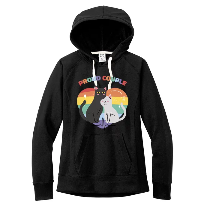 Cat Proud Couple Pride Heart Women's Fleece Hoodie