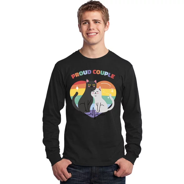 Cat Proud Couple Pride Heart Tall Long Sleeve T-Shirt