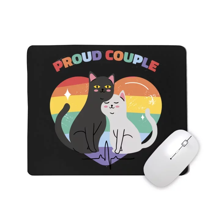 Cat Proud Couple Pride Heart Mousepad