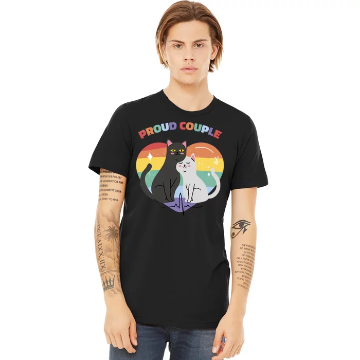 Cat Proud Couple Pride Heart Premium T-Shirt