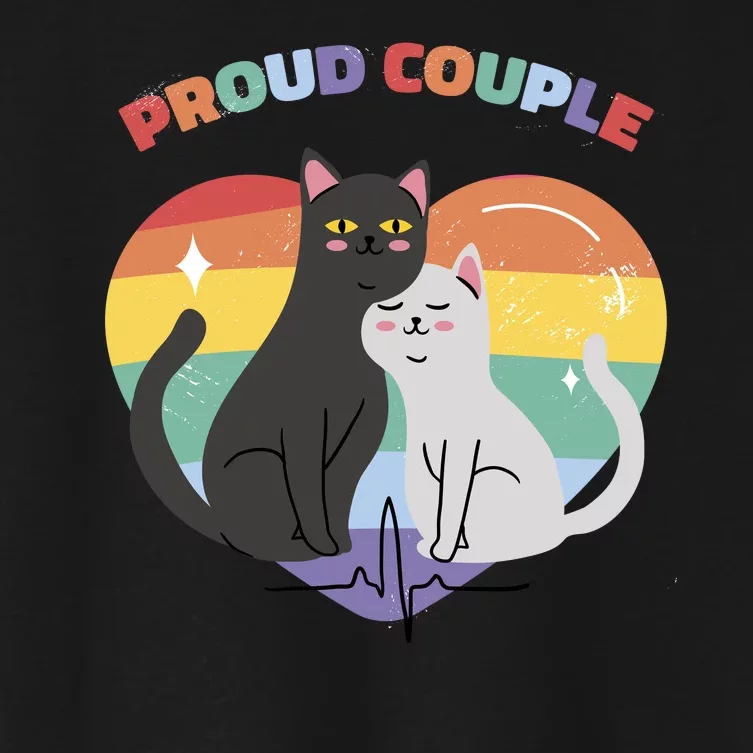 Cat Proud Couple Pride Heart Women's Crop Top Tee