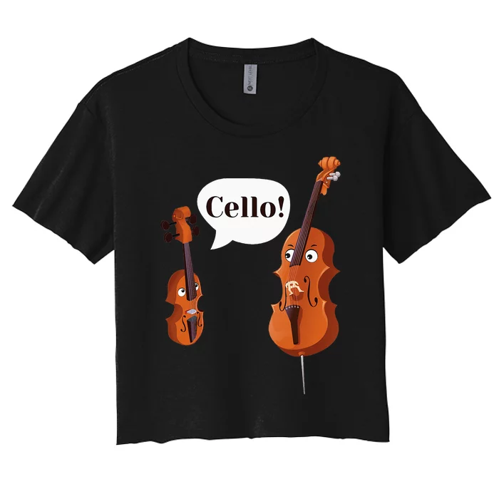 Cello Player Cellist Orchestra Musician Classical Music Women's Crop Top Tee