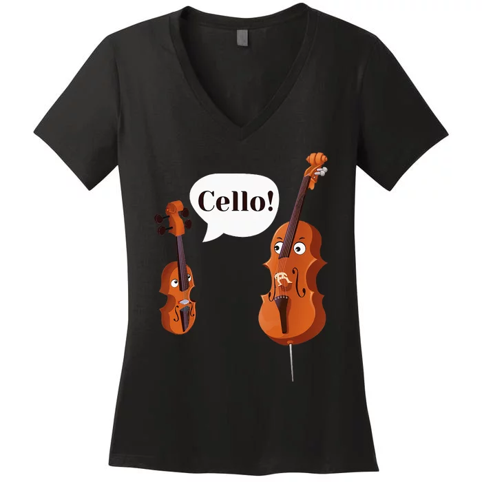 Cello Player Cellist Orchestra Musician Classical Music Women's V-Neck T-Shirt