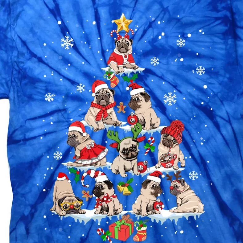 Cute Pugs Christmas Tree Funny Pug Lover Christmas Gift Tie-Dye T-Shirt