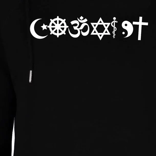 Coexist Peacefully Womens Funnel Neck Pullover Hood