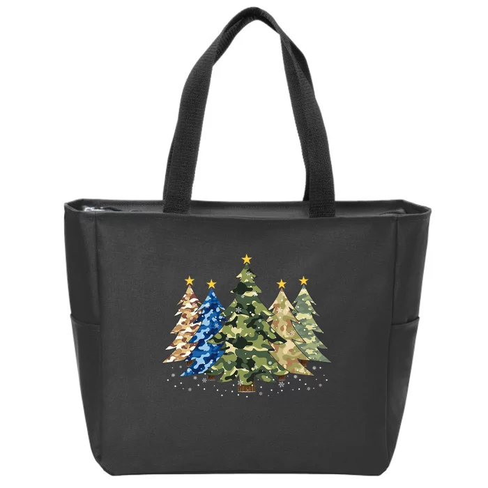 Camo Print Christmas Trees With Camouflage Print Xmas Zip Tote Bag