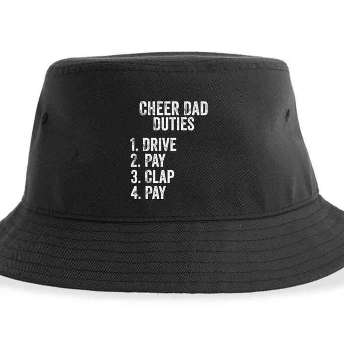 Cheerleading Papa Cheer Dad Duties Drive Pay Clap Sustainable Bucket Hat