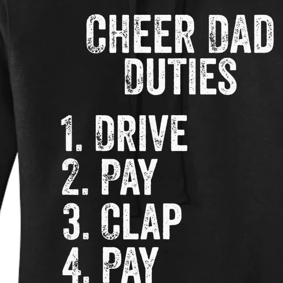 Cheerleading Papa Cheer Dad Duties Drive Pay Clap Women's Pullover Hoodie