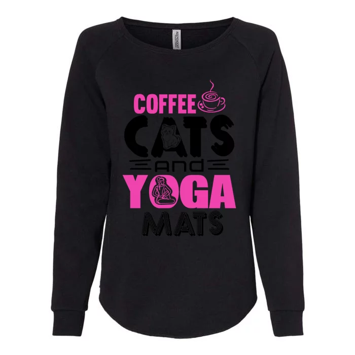 Cute Pink Coffee Cats And Yoga Mats Theme Great Gift Womens California Wash Sweatshirt