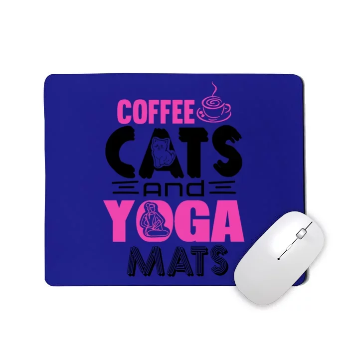 Cute Pink Coffee Cats And Yoga Mats Theme Great Gift Mousepad