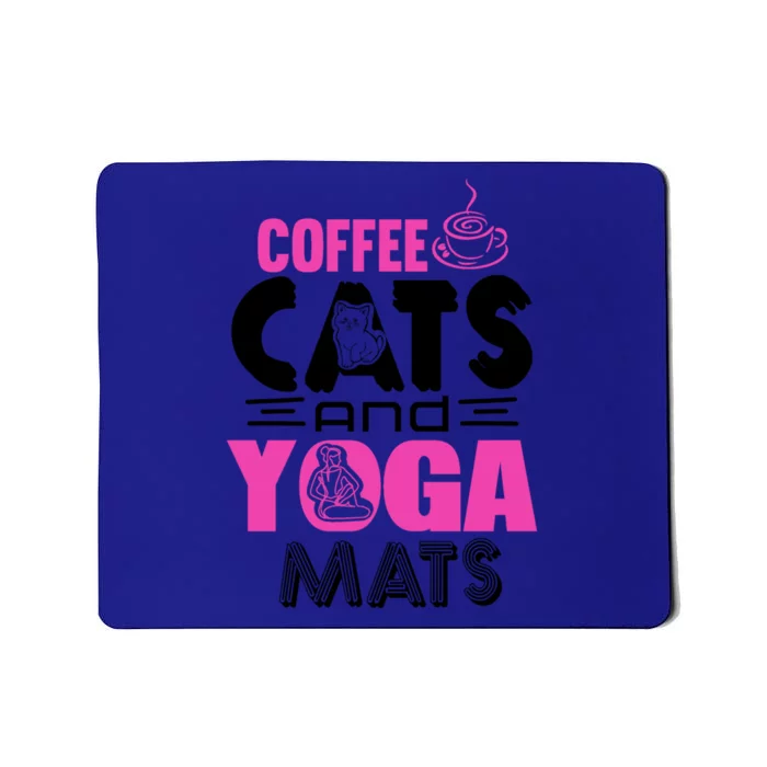 Cute Pink Coffee Cats And Yoga Mats Theme Great Gift Mousepad