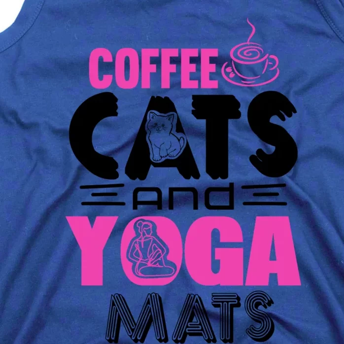 Cute Pink Coffee Cats And Yoga Mats Theme Great Gift Tank Top