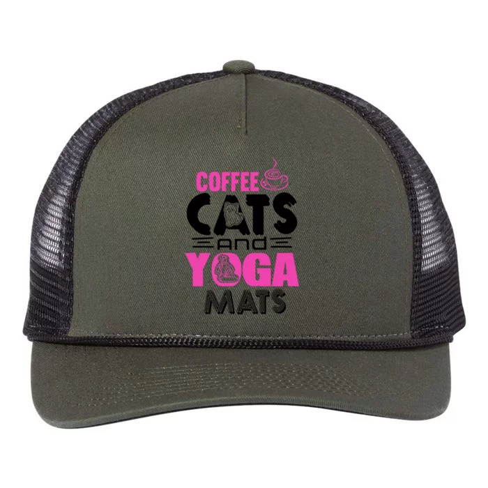 Cute Pink Coffee Cats And Yoga Mats Theme Great Gift Retro Rope Trucker Hat Cap