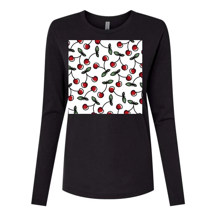 Cherry Pattern Womens Cotton Relaxed Long Sleeve T-Shirt