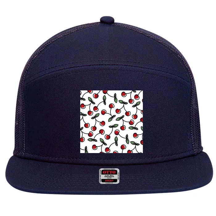 Cherry Pattern 7 Panel Mesh Trucker Snapback Hat