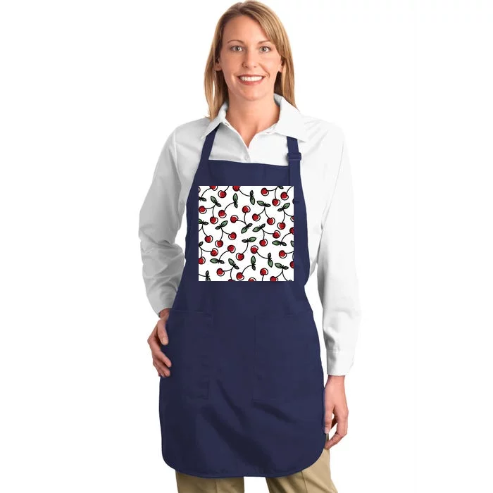 Cherry Pattern Full-Length Apron With Pocket