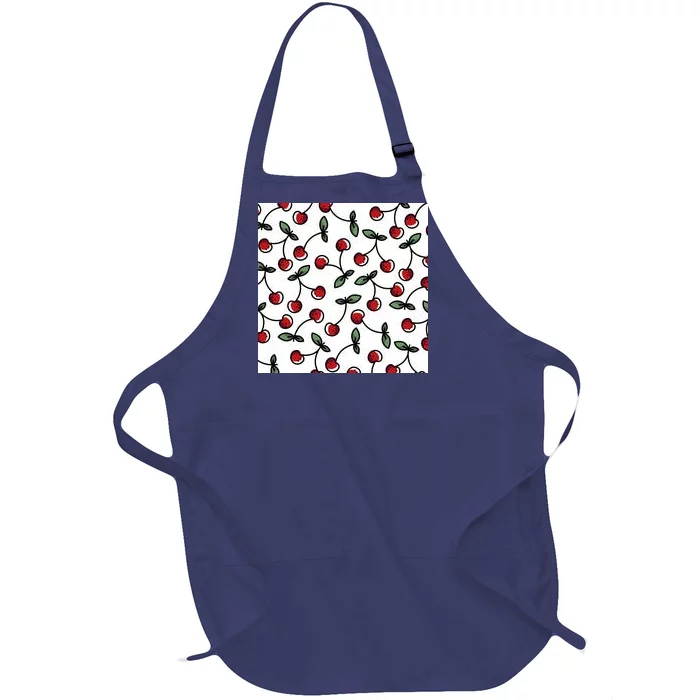 Cherry Pattern Full-Length Apron With Pocket