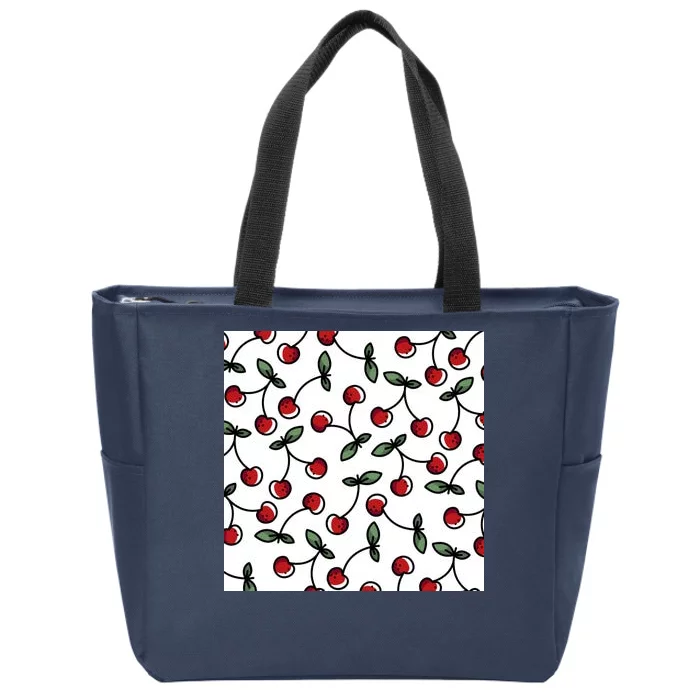 Cherry Pattern Zip Tote Bag