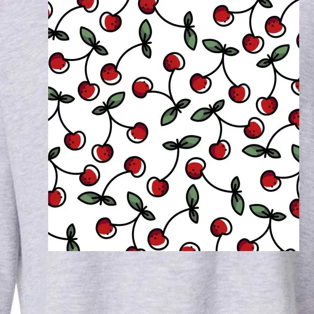 Cherry Pattern Cropped Pullover Crew