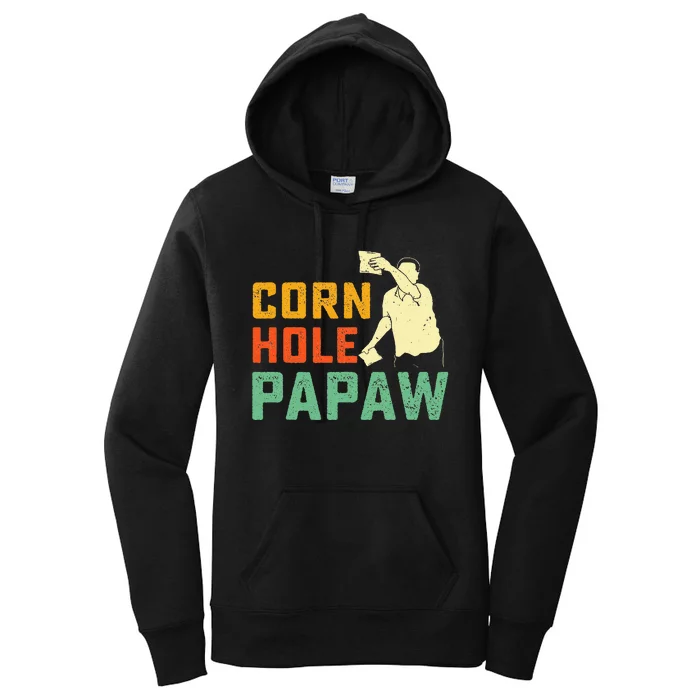 Cornhole Papaw Corn Hole Grandfather Bean Bag Tossing Game Women's Pullover Hoodie