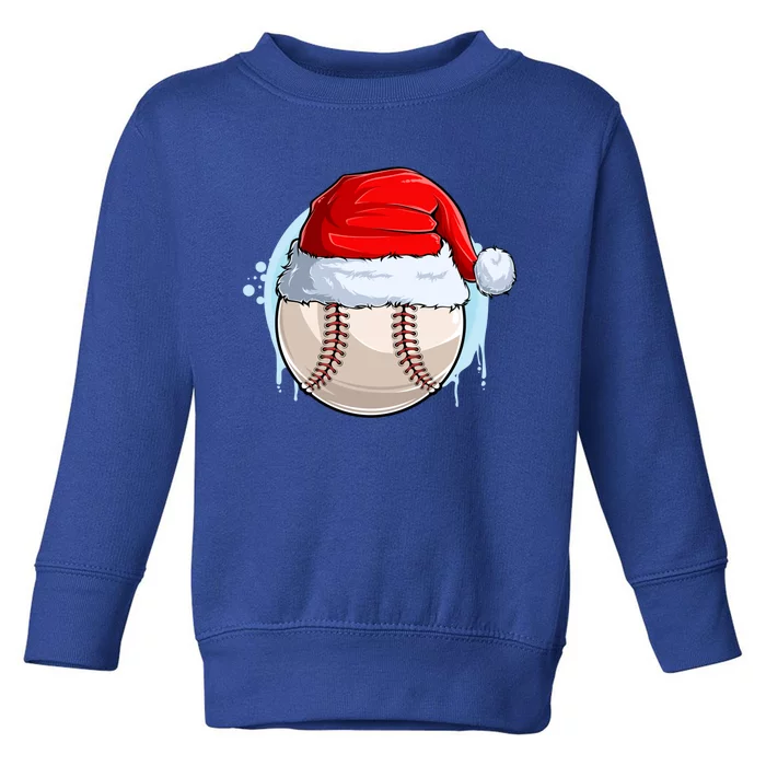 Catcher Pitcher Christmas Baseball Ball Santa Hat Gift Toddler Sweatshirt