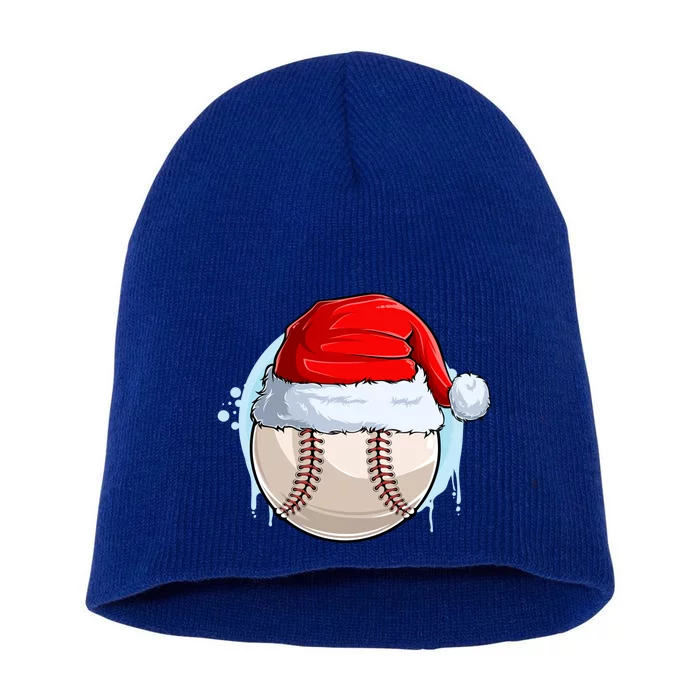 Catcher Pitcher Christmas Baseball Ball Santa Hat Gift Short Acrylic Beanie