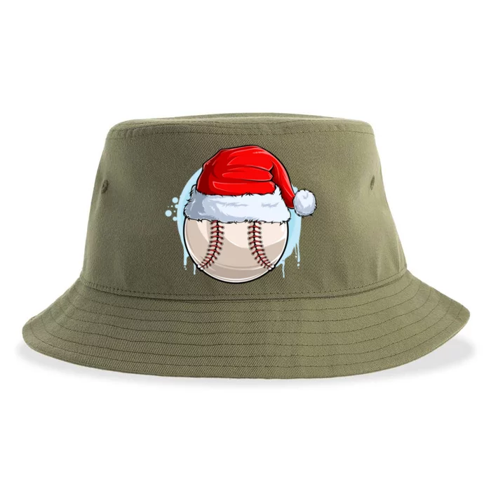 Catcher Pitcher Christmas Baseball Ball Santa Hat Gift Sustainable Bucket Hat