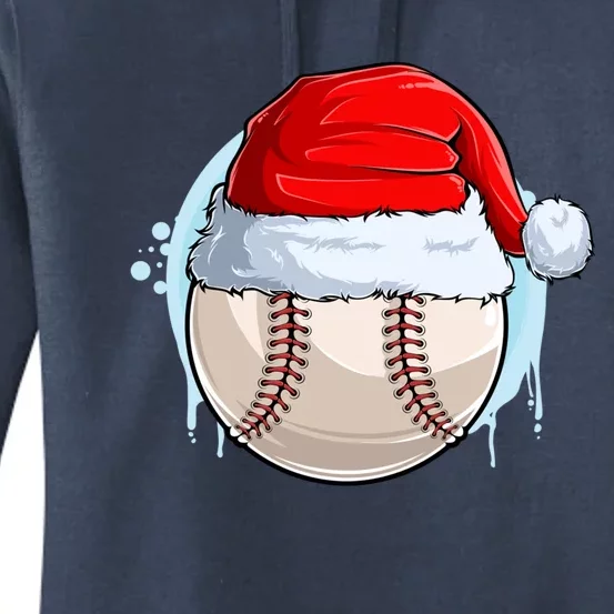 Catcher Pitcher Christmas Baseball Ball Santa Hat Gift Women's Pullover Hoodie