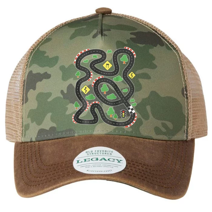 Cool Playmat Car Race Track On Back Dad Legacy Tie Dye Trucker Hat