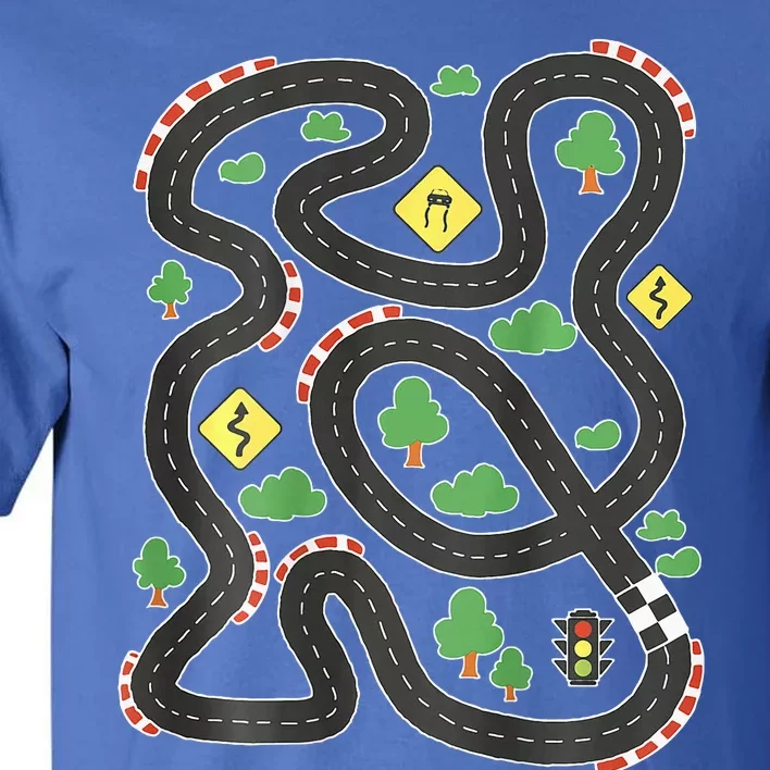 Cool Playmat Car Race Track On Back Dad Tall T-Shirt