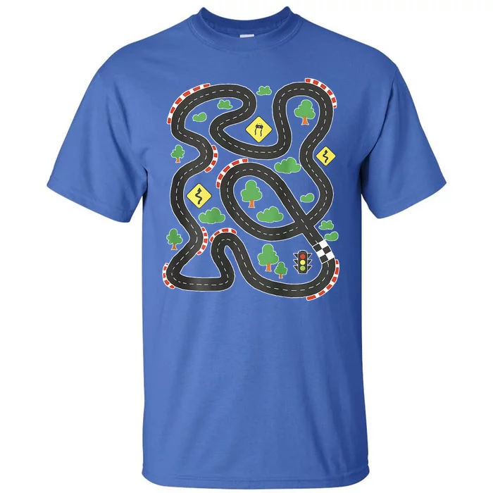 Cool Playmat Car Race Track On Back Dad Tall T-Shirt