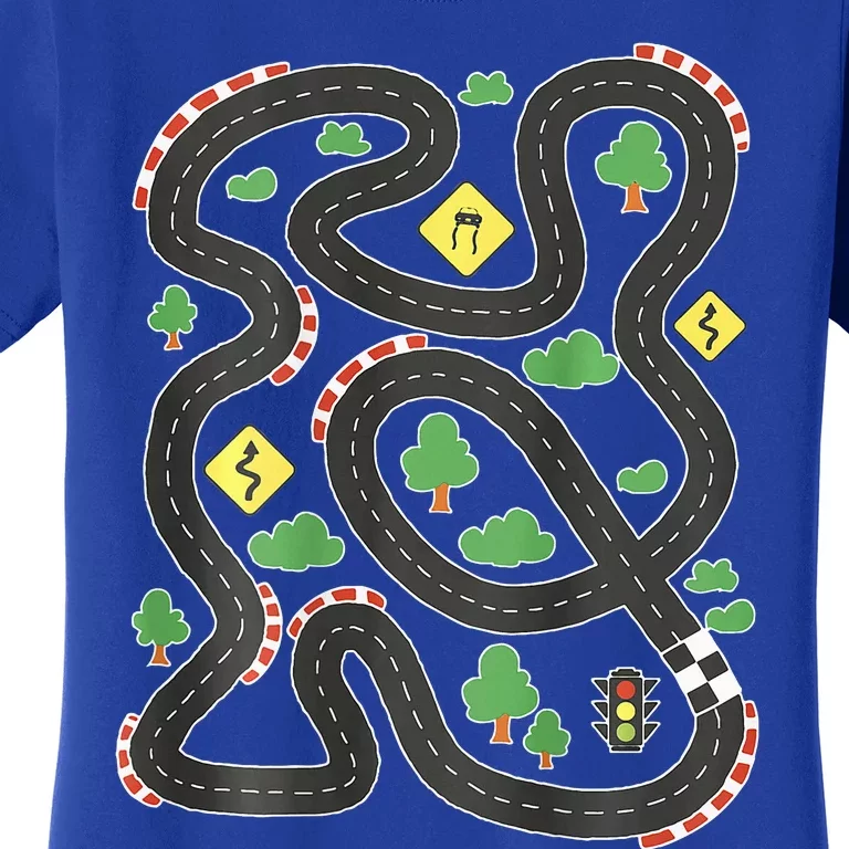 Cool Playmat Car Race Track On Back Dad Women's T-Shirt