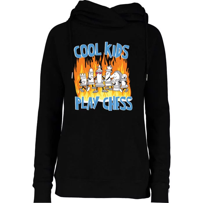 Chess Pieces Cool Kids Play Chess Womens Funnel Neck Pullover Hood