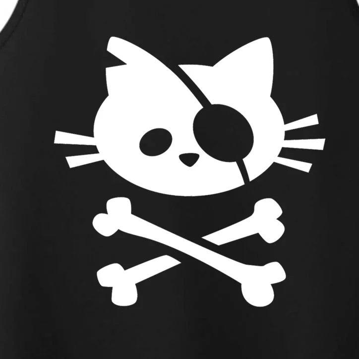 Cute Pirate Cat Skull And Crossbone Performance Tank