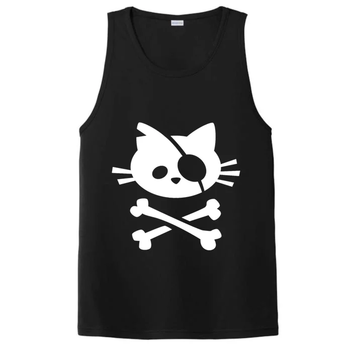 Cute Pirate Cat Skull And Crossbone Performance Tank