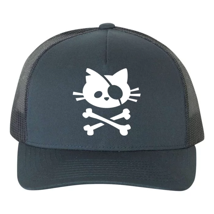 Cute Pirate Cat Skull And Crossbone Yupoong Adult 5-Panel Trucker Hat