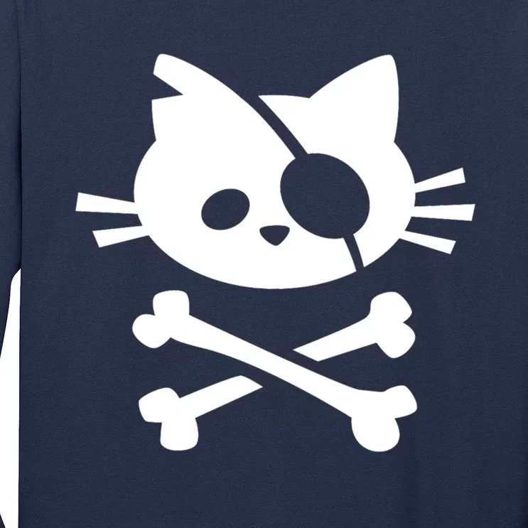 Cute Pirate Cat Skull And Crossbone Long Sleeve Shirt