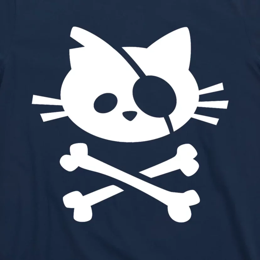 Cute Pirate Cat Skull And Crossbone T-Shirt