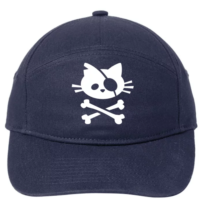 Cute Pirate Cat Skull And Crossbone 7-Panel Snapback Hat