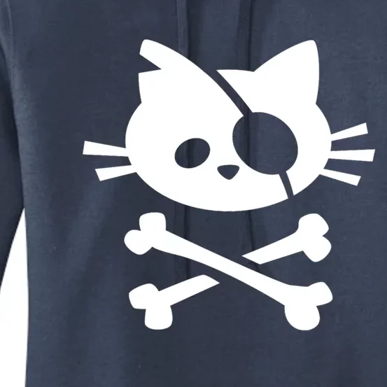 Cute Pirate Cat Skull And Crossbone Women's Pullover Hoodie