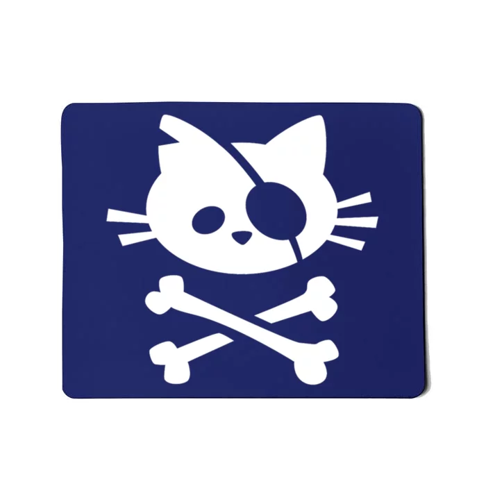 Cute Pirate Cat Skull And Crossbone Mousepad