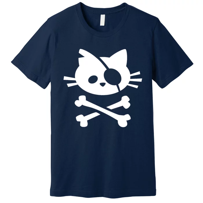 Cute Pirate Cat Skull And Crossbone Premium T-Shirt