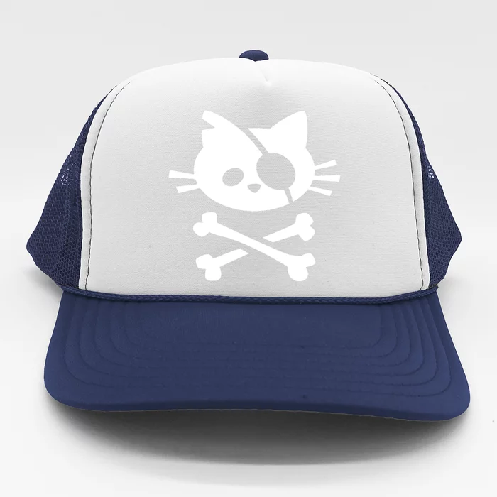 Cute Pirate Cat Skull And Crossbone Trucker Hat